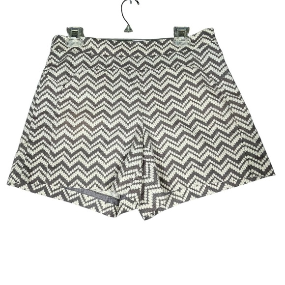 Anthropolgie Cartonnier Melisma Chevron High Rise Beige Classic Shorts - Sz 8 - Picture 1 of 11